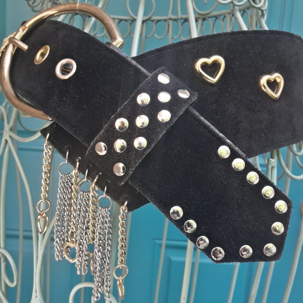 Wide Belt Metal Studded Belt Womens Western Cowboy Rodeo Punk Rock Steampunk - Picture 3 of 14